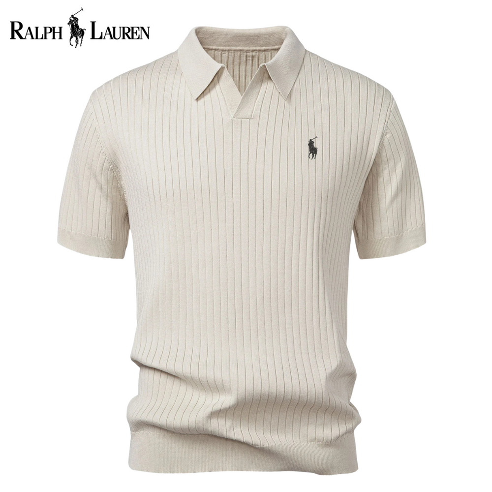 V-Neck Striped Polo