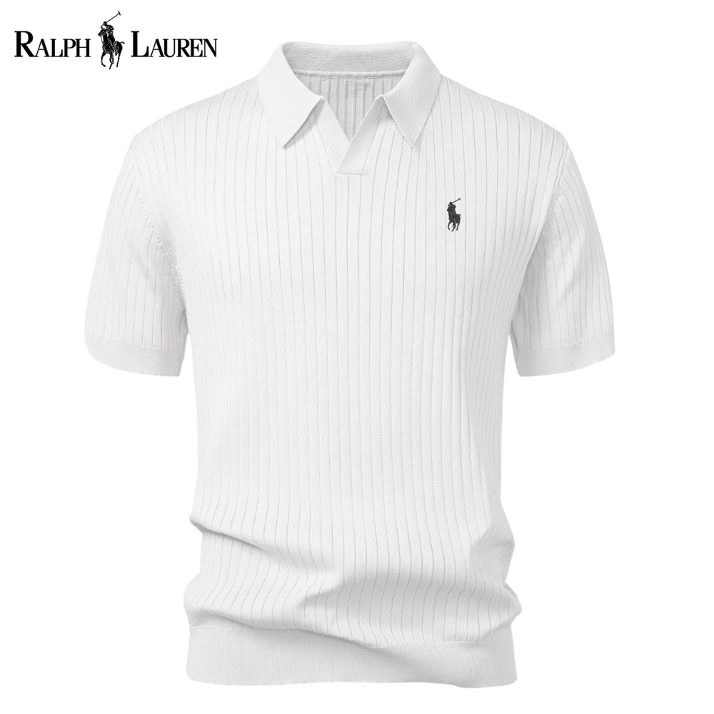 V-Neck Striped Polo