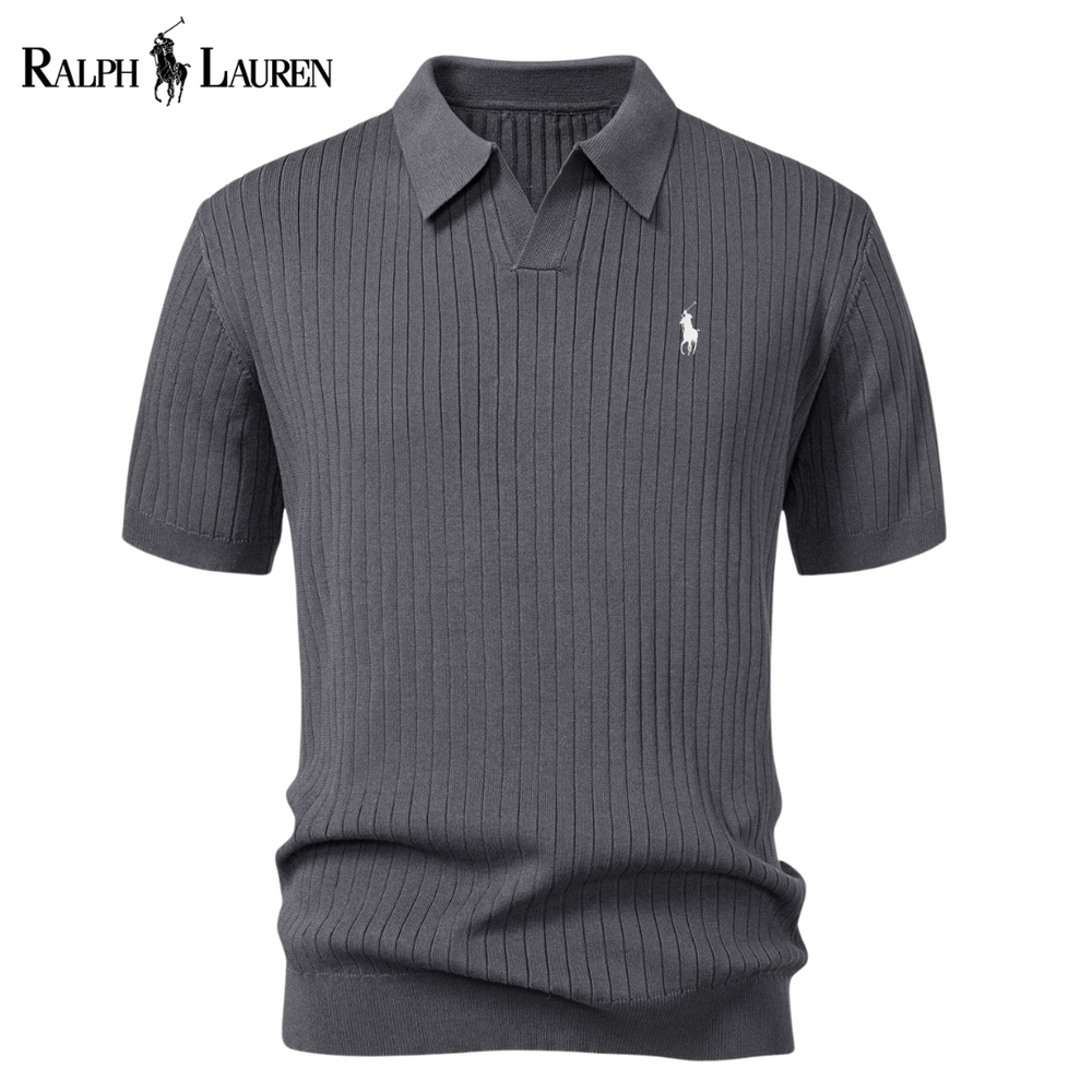 V-Neck Striped Polo