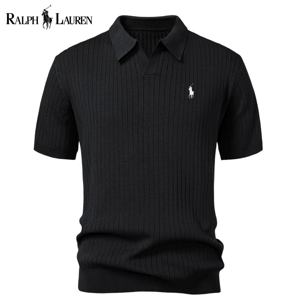 V-Neck Striped Polo