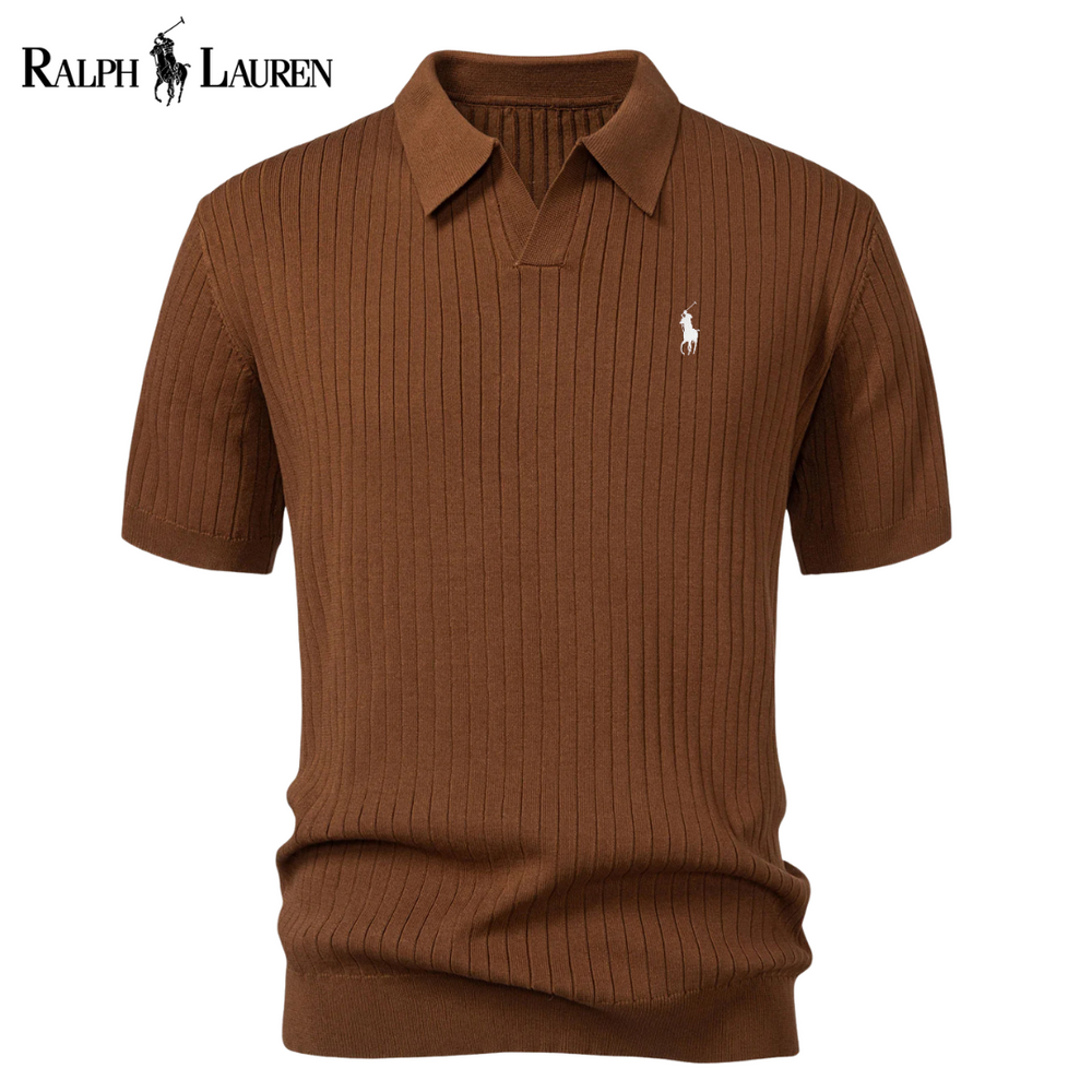 V-Neck Striped Polo