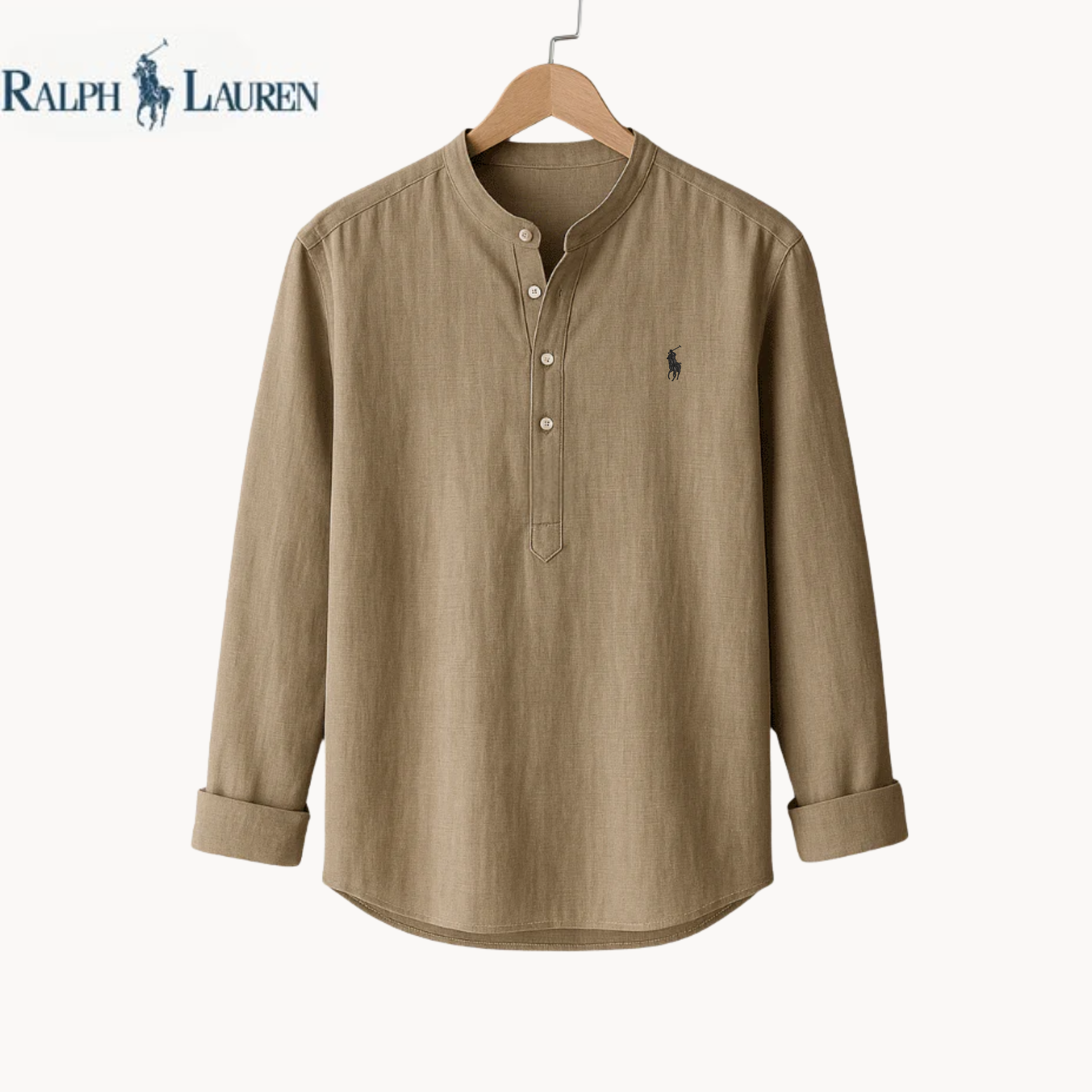 Collarless Linen Elegance Shirt